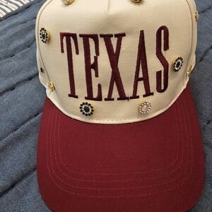 Texas Embellished Red and Cream Cap